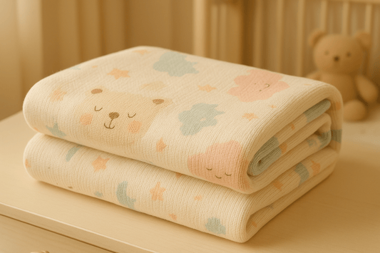 couverture bébé pliée sur le lit