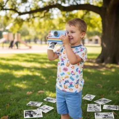 Appareil photo enfant instantané au parc avec enfant