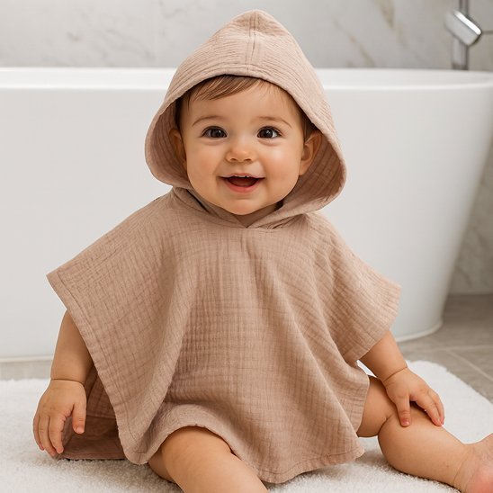 cape de bain bebe beige et bebe