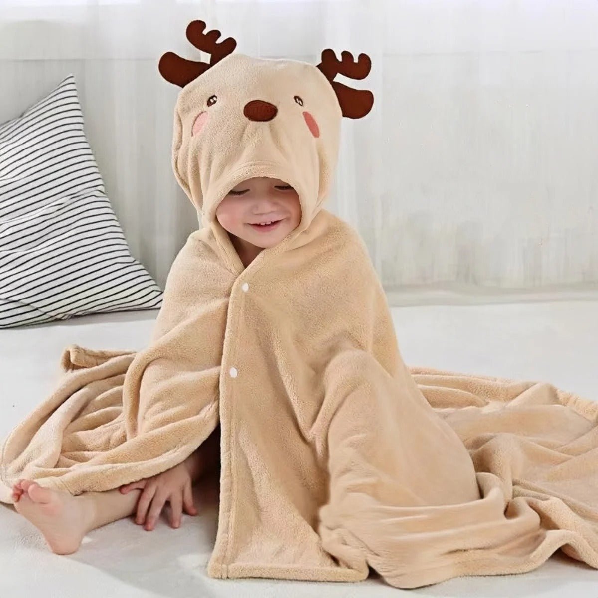 cape de bain enfant tete d animal cerf