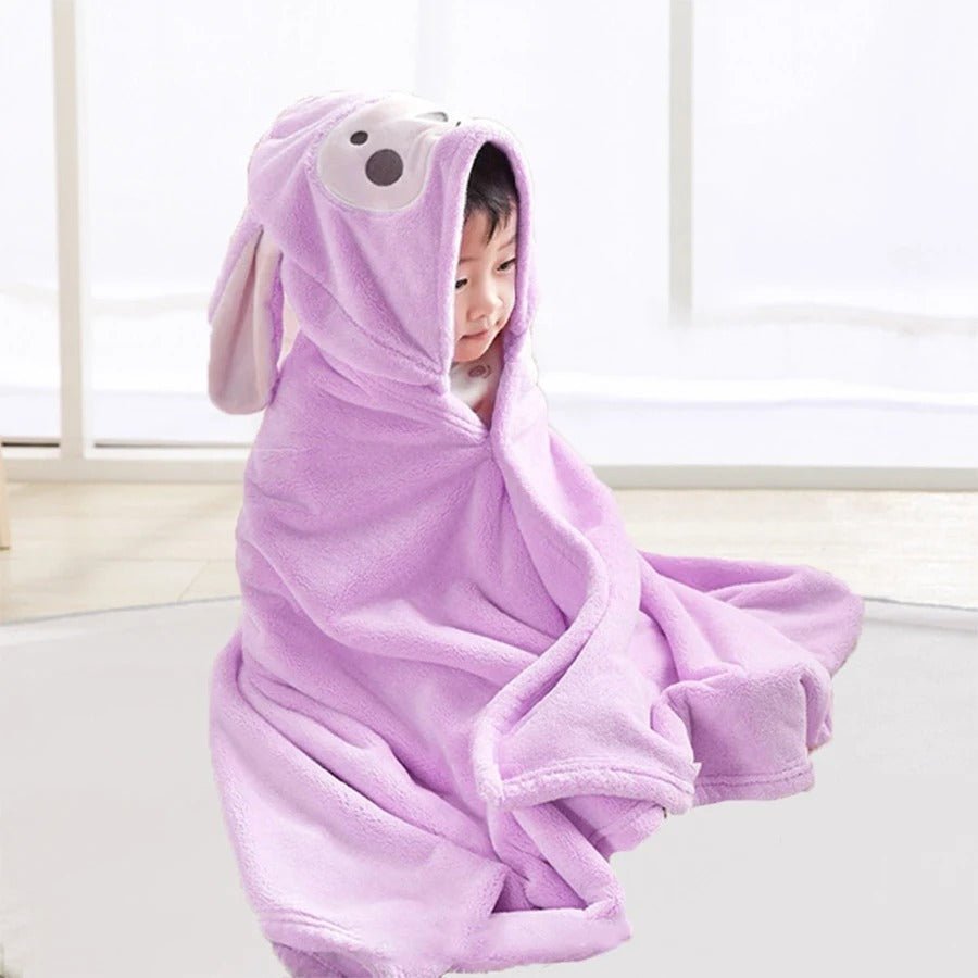 cape de bain enfant tete d animal singe violet