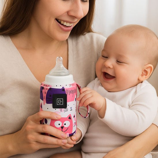 chauffe biberon portable avec bebe qui sourit