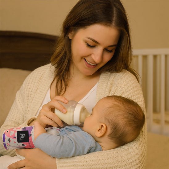 chauffe biberon portable avec bebe et maman