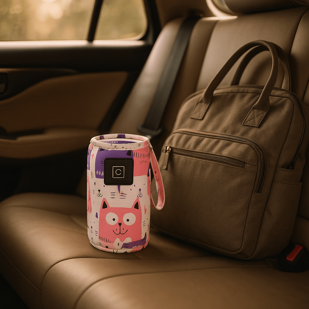 chauffe biberon portable rose dans une voiture