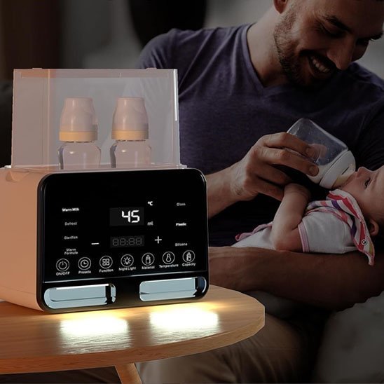 chauffe biberon électrique multifonction avec papa et bébé