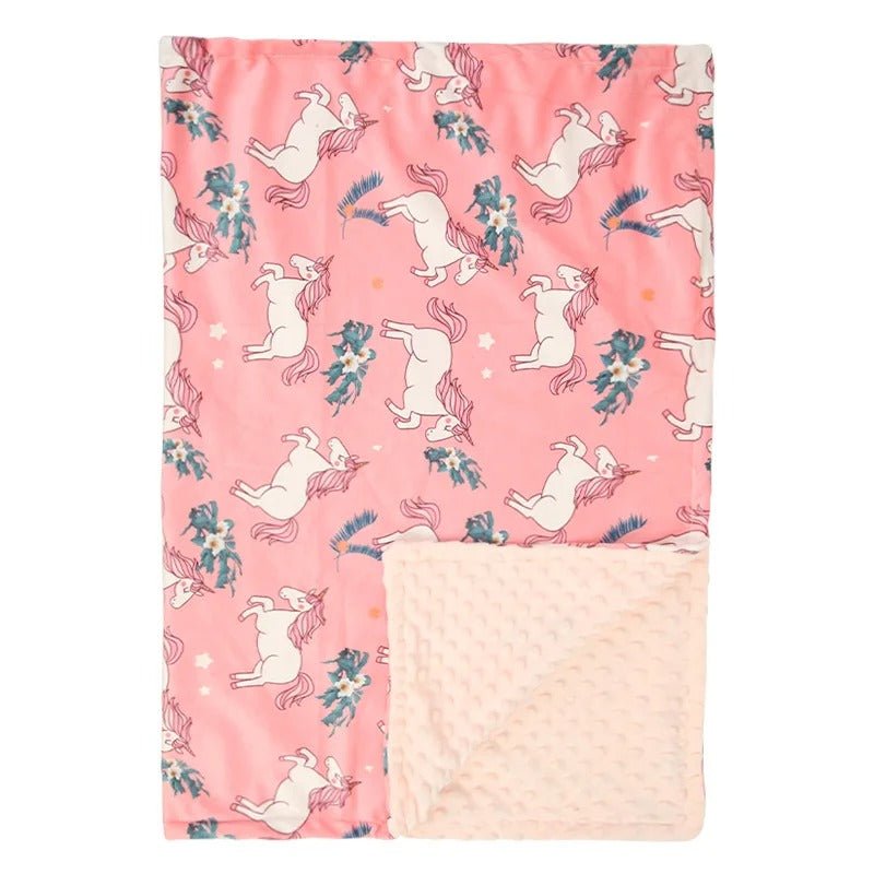 couverture bebe animaux doux et mignons rose licorne