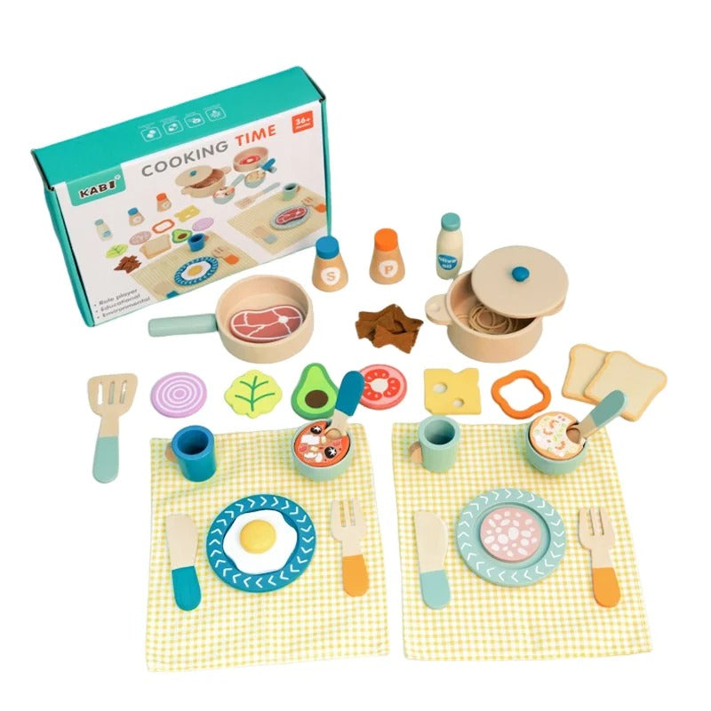 Dînette en bois et accessoires cuisine