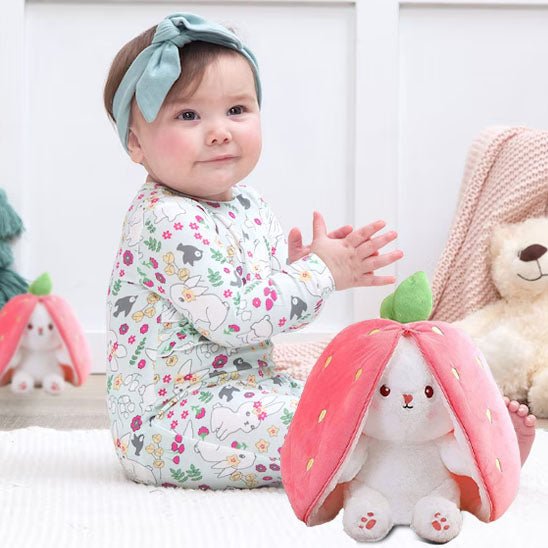 Doudou Lapin lapinounet fraise avec bebe