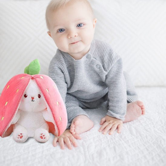 Doudou Lapin lapinounet fraise rose avec bebe