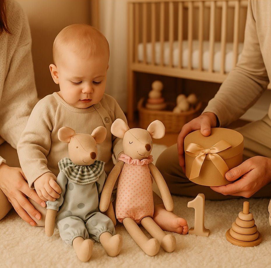 Doudou souris souribou avec bébé