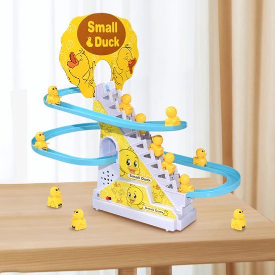 jouet bebe 1 ans tobogan canard sur la table