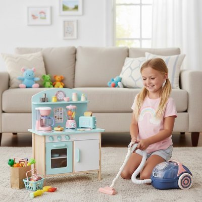 mini-aspirateur enfant jouet utiliser par petite fille