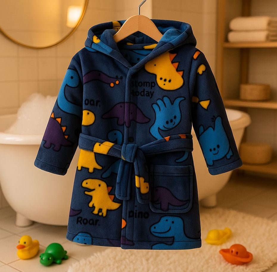 peignoir enfant dinosaure bleu