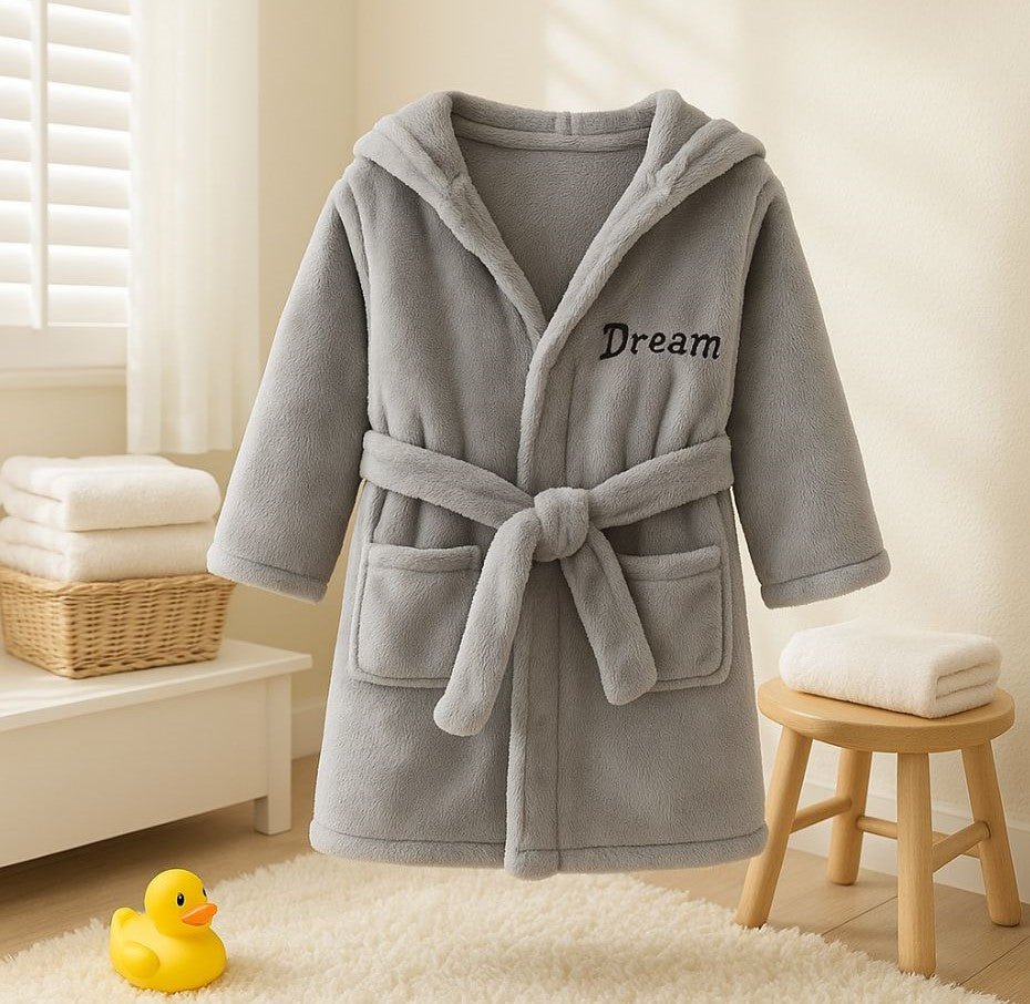 peignoir enfant gris