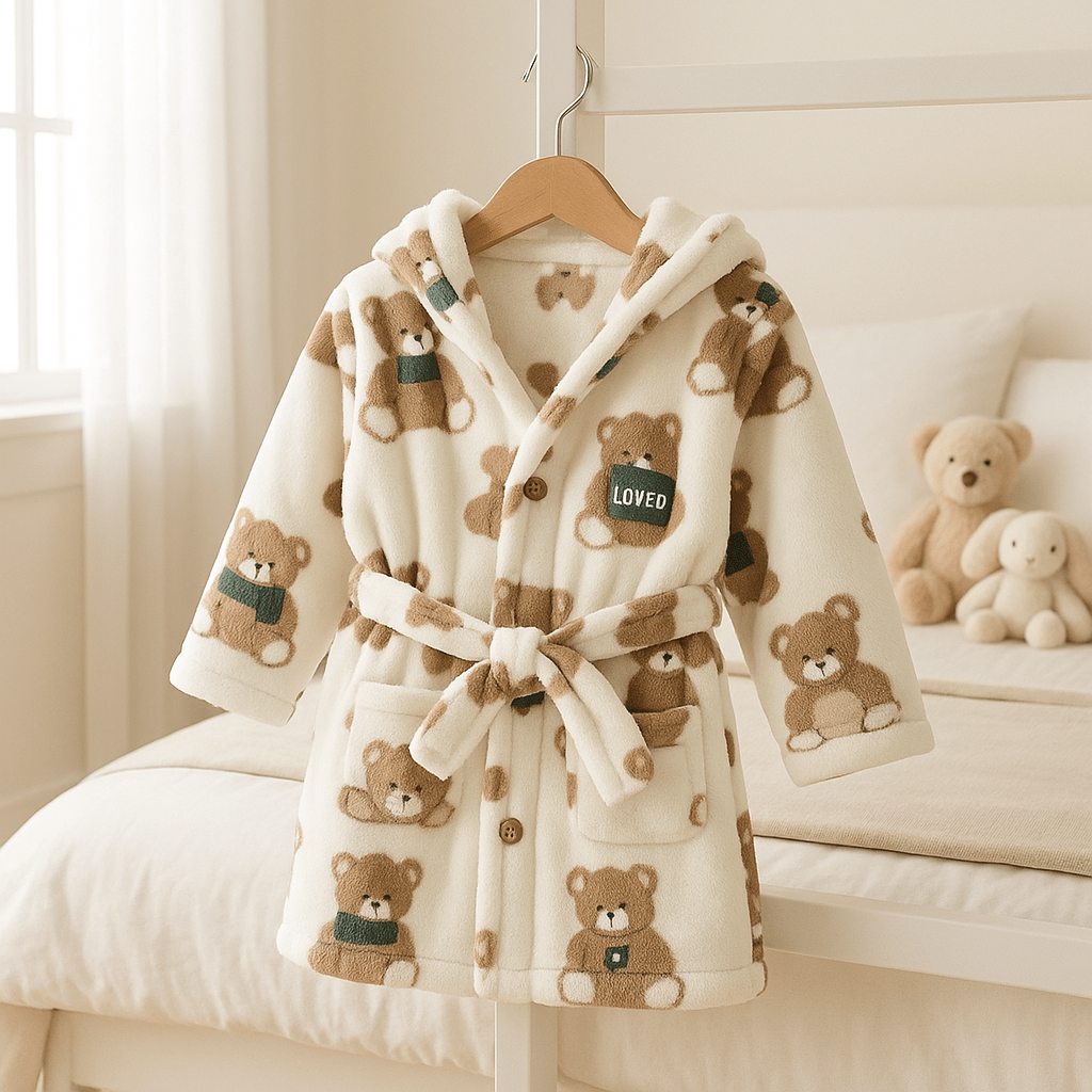 peignoir enfant rêve ours beige