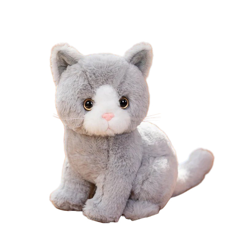 peluche chat ultra douce gris