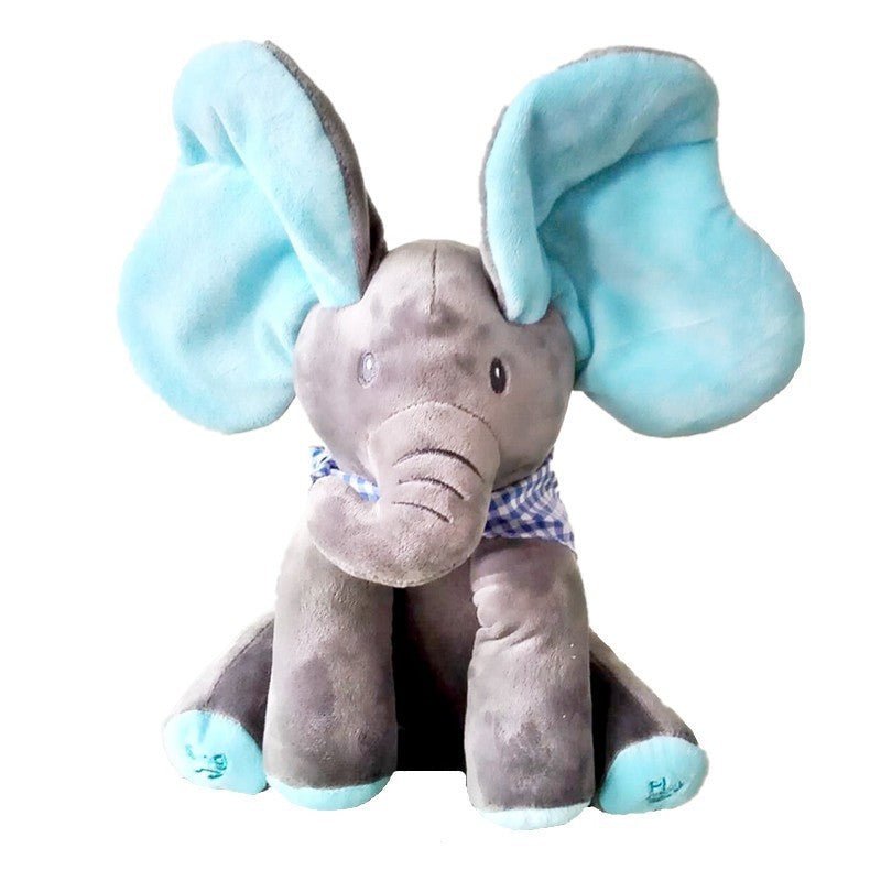 peluche elephant gris et bleu