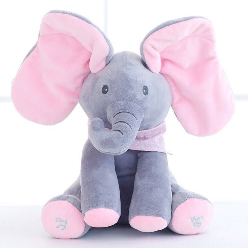 peluche elephant rose et gris