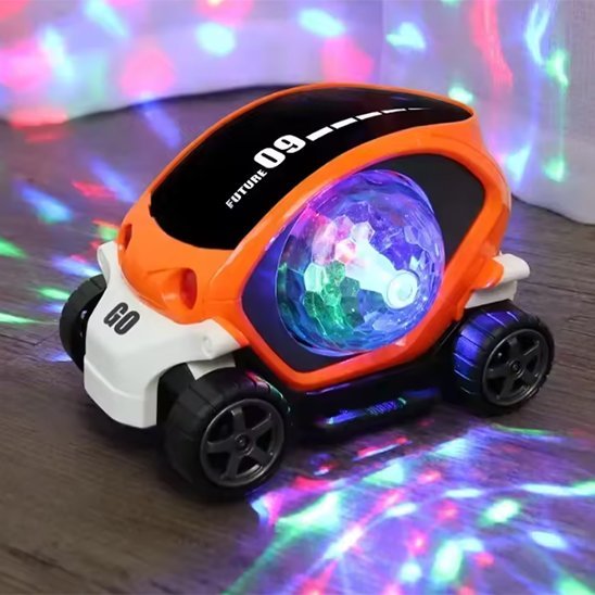 petite voiture jouet lumineuse orange