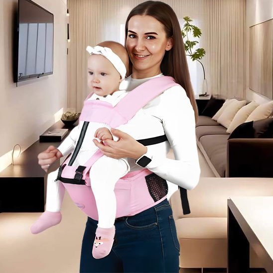 porte bebe ergonomique rose et maman