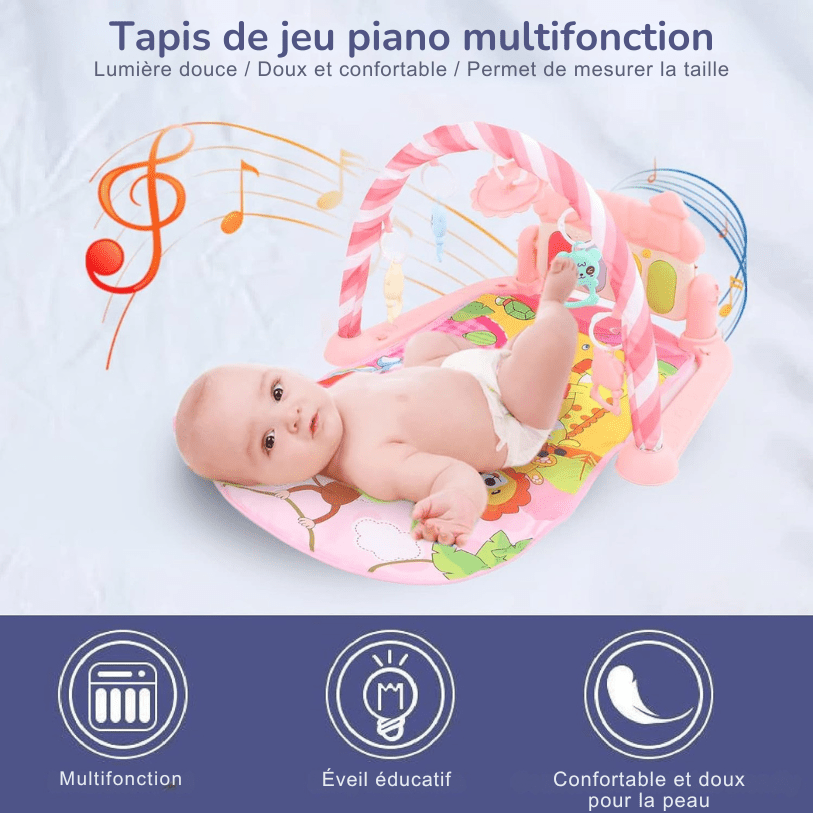 Tapis d’Éveil - KiddoMat™ - Paradis Animalier Rose - Joujoux Bebe