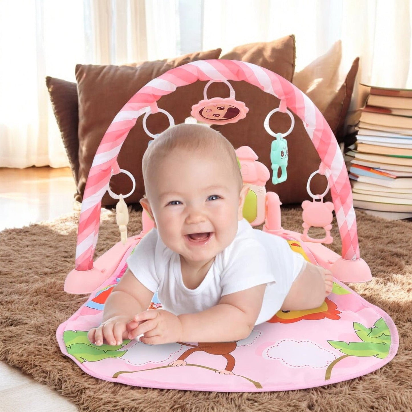 Tapis d’Éveil - KiddoMat™ - Paradis Animalier Rose - Joujoux Bebe