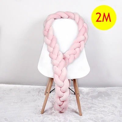 tour de lit tresse rose 2 metre