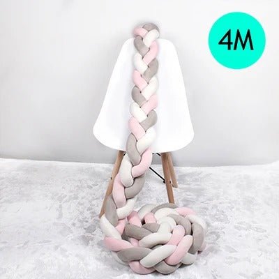 tresse de lit bébé rose gris blanc quatre metre