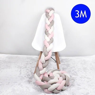 tresse de lit bébé rose gris blanc trois metre