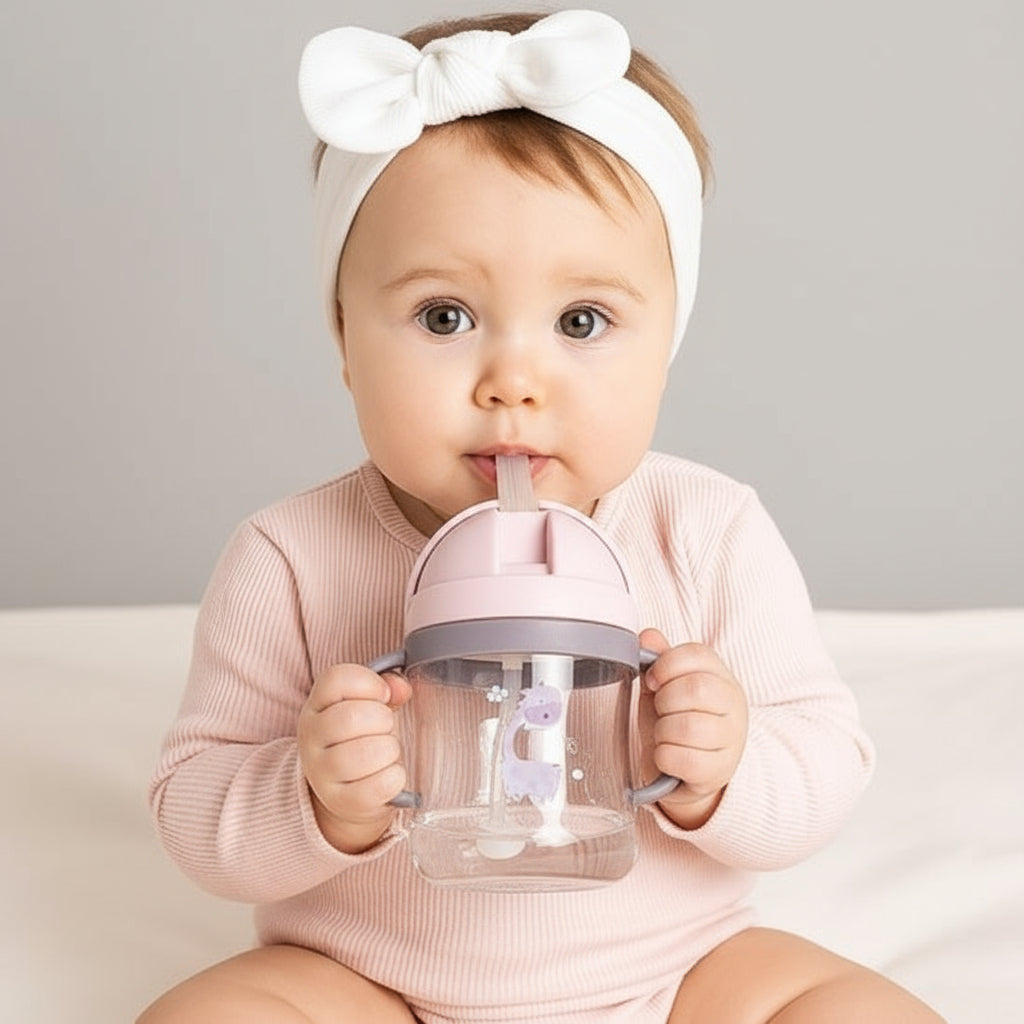 verre bebe rose et petite fille
