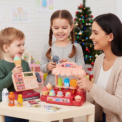 jeux d'imitaion enfants et maman