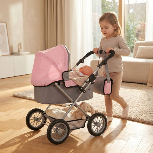 Poussette pour poupée et petite fille