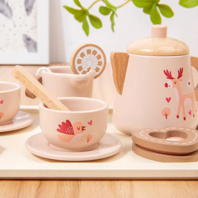 Accessoire dînette en bois tasses et théière