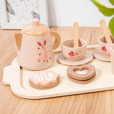 Accessoire dînette en bois théière et biscuits