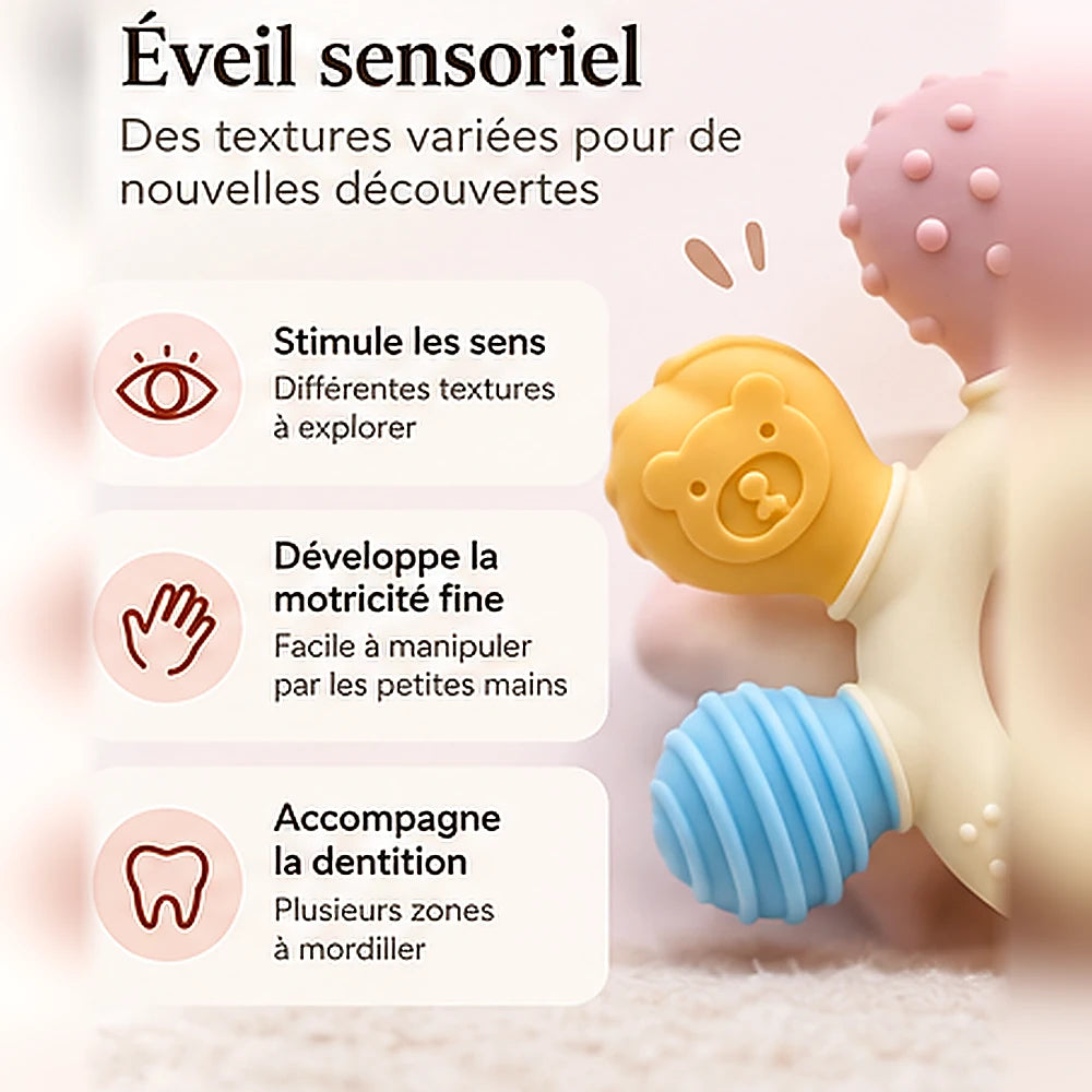 anneau dentition bébé éveil sensoriel textures variées