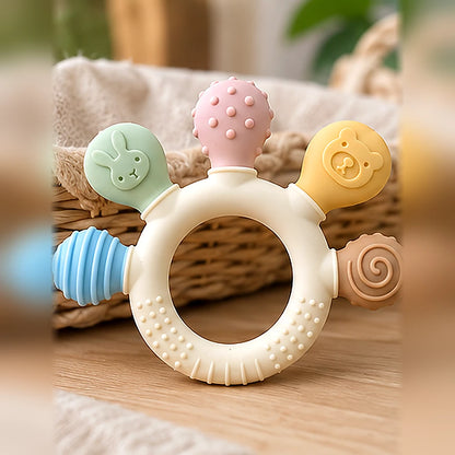 anneau dentition bébé silicone pastel