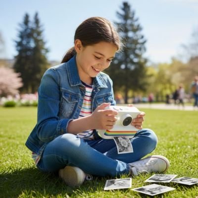 Appareil photo enfant instantané et petite fille
