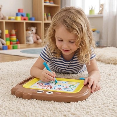Ardoise magique 3 ans fille tapis chambre marron