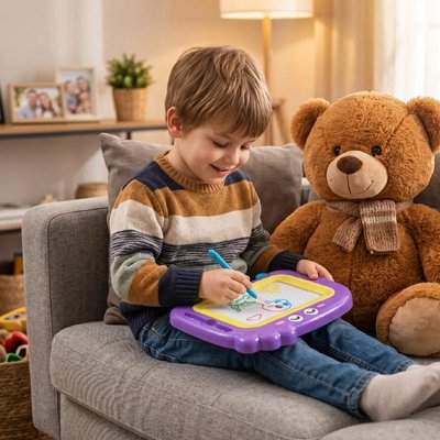 Ardoise magique 3 ans garçon fauteuil salon violet