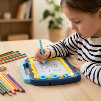 Ardoise magique dessin fille à table modèle bleu