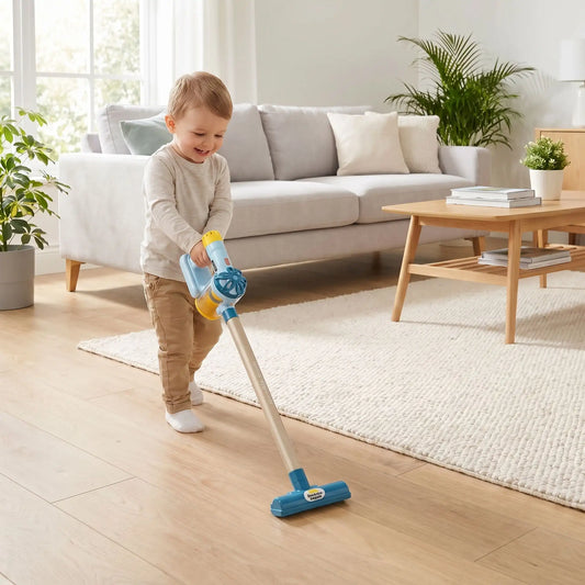 aspirateur enfant bleu avec aspiration réelle