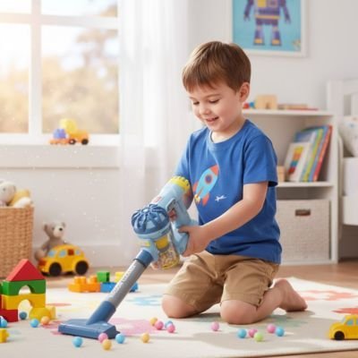 aspirateur enfant jouet educatif avec petit garçon