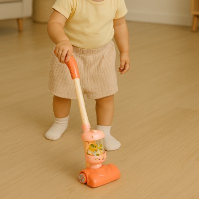 Aspirateur enfant orange et bébé