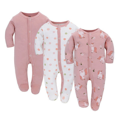 barboteuse bebe en coton motif licorne rose