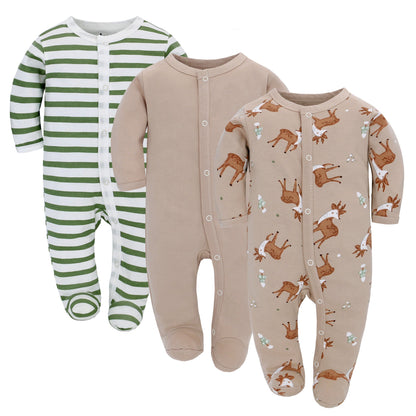 barboteuse bebe en coton beige motif animal