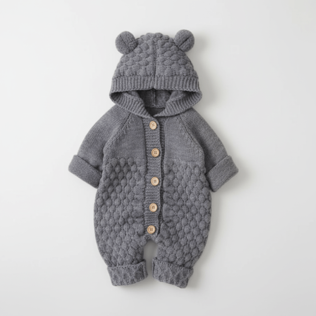 barboteuse bebe douce protection hivernale gris