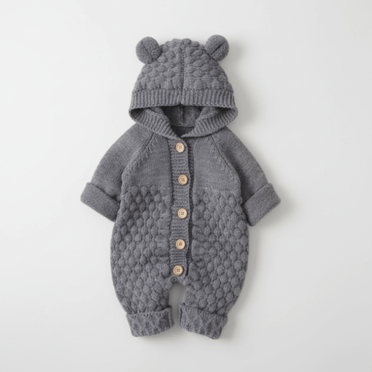 barboteuse bebe douce protection hivernale gris