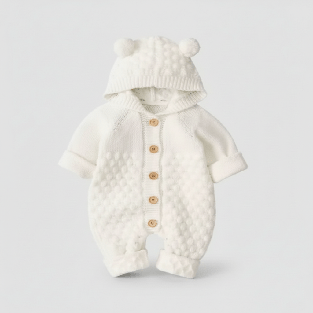 barboteuse bebe douce protection hivernale blanc