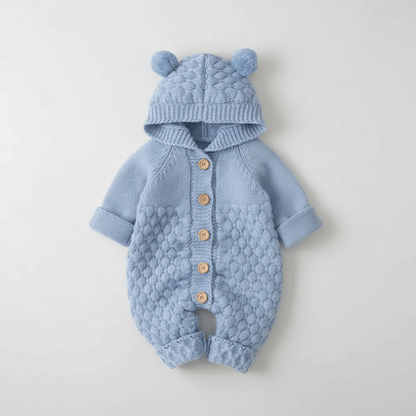 barboteuse bebe douce protection hivernale bleu