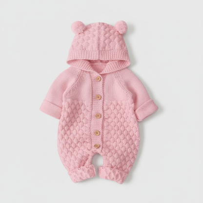 barboteuse bebe douce protection hivernale rose